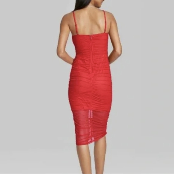 New! Wild Fable Mesh Runched Bodycon Midi Dress - Picture 2 of 7